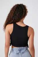 Women's Active Ruched Cropped Tank Top in Black Small