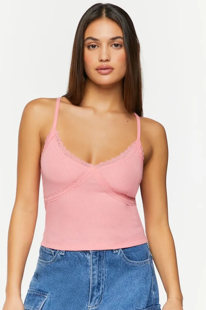 Forever 21 Women's Lace-Trim Cropped Cami