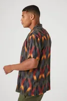 Men Geo Print Short-Sleeve Shirt in Black, XL