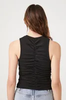 Women's Ruched Tank Top in Black Medium