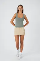 Women's Cropped Tank Top in Dark Olive, XS