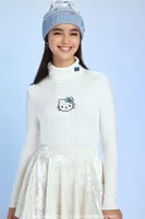 Women's Hello Kitty Turtleneck Sweater in Vanilla Small