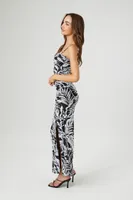 Women's Abstract Print Midi Dress