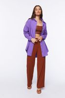 Women's Oversized Longline Poplin Shirt in Purple Small