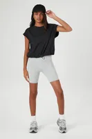 Women's Cropped Toggle Drawstring T-Shirt in Black Small