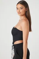 Women's Lace-Up Bustier Tube Top in Black Large