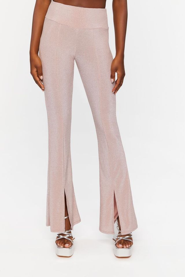 Satin Wide-Leg Split-Hem Pants