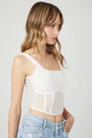 Women's Sheer Mesh Bustier Cropped Tank Top