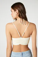 Women's Pleated Halter Bralette in Vanilla, XL