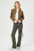 Women's Cropped Bomber Jacket Olive