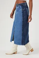 Women's Colorblock Denim Midi Skirt Dark