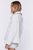 Women's Tweed Frayed-Trim Shacket in White/White Large