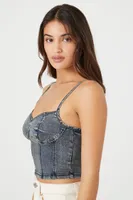 Women's Sweetheart Denim Cropped Cami in Medium Denim Small