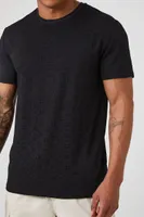 Men Eyelet Short-Sleeve Crew T-Shirt in Black Small