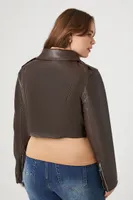 Women's Cropped Moto Jacket in Brown, 0X