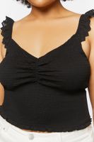 Women's Smocked Tank Top in Black, 1X