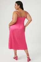 Women's Satin Cowl Slip Dress in Pink, 2X
