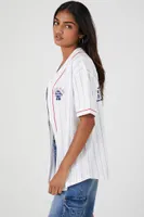 Women's Pabst Blue Ribbon Baseball Jersey Top in White, XS