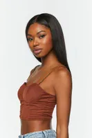 Women's Chain-Strap Bustier Crop Top in Cognac, XL