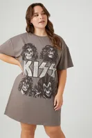 Women's Kiss Graphic T-Shirt Dress in Grey