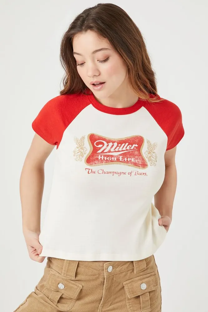 Women's Ribbed Knit Miller Beer Raglan T-Shirt