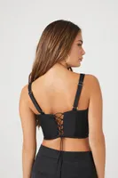 Women's Lace-Up Corset Crop Top in Black, XL