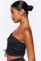 Women's One-Shoulder Lace-Up Crop Top in Black Medium