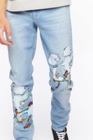 Men Cloud Graphic Skinny Jeans in Medium Denim, 31