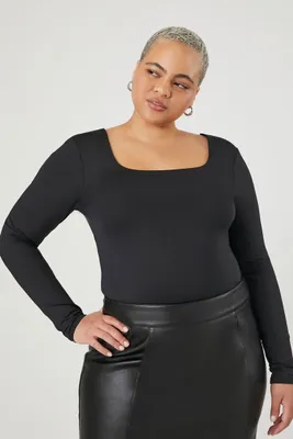 Women's Square-Neck Bodysuit in Black, 1X