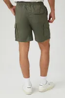 Men Twill Drawstring Shorts in Olive Large