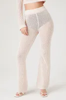 Women's Crochet Crop Top & Pants Set in Sandshell, XL