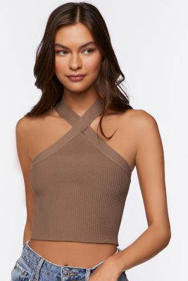 Women's Sweater-Knit Halter Crop Top