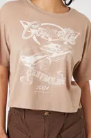 Women's Corvette Graphic Cropped T-Shirt in Khaki Medium