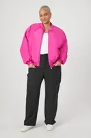 Women's Zip-Up Bomber Jacket in Violet, 0X