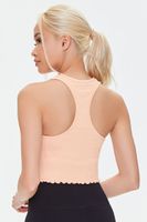 Women's Active Lettuce-Edge Crop Top in Peach Large