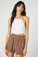 Women's Paperbag High-Rise Shorts in Khaki Large