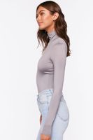 Women's Long-Sleeve Turtleneck Bodysuit Grey Medium