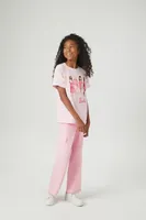 Girls Twill Straight Cargo Pants (Kids) in Pink, 9/10