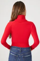 Women's Cutout Turtleneck Sweater in Red Large