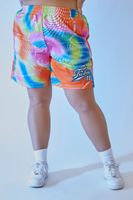 Women's Abstract Print FUBU Shorts in Orange, 1X