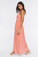 Women's Plunging Slit Maxi Dress in Neon Coral Small