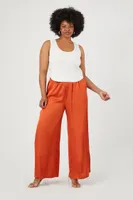 Women's Satin Wide-Leg Pants in Sienna, 1X