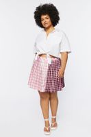 Women's Reworked Plaid Mini Skirt in Pink, 0X