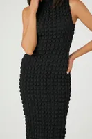 Women's Quilted Bodycon Midi Dress in Black Medium