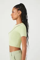 Women's Cropped Sweater-Knit T-Shirt Pistachio