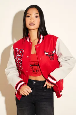 Women's Chicago Bulls Letterman Jacket in Red/Cream Small