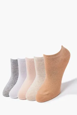 Marled Ankle Socks - 5 Pack in White/Oatmeal