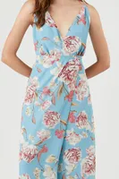 Women's Floral Print Cami Maxi Dress in Blue Small