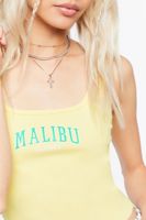 Women's Malibu Graphic Cropped Tank Top in Yellow Medium