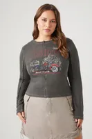 Women's Ribbed Osaka Graphic T-Shirt in Charcoal, 3X